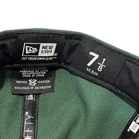 🍀 2/$22 NWT New Era New York Jets NFL Fitted Flat brimmed Green Hat size 7 1/8 - Picture 4 of 5